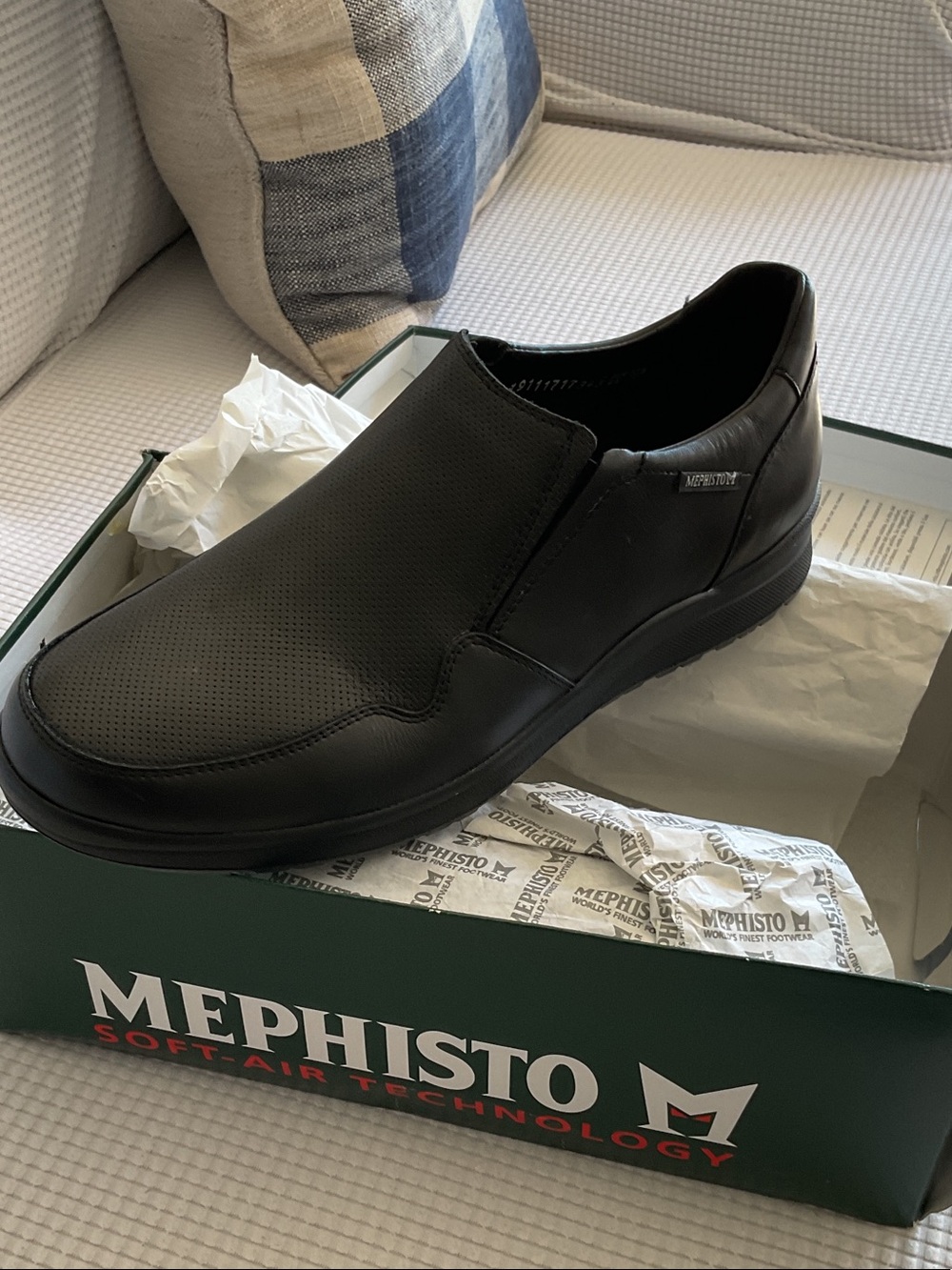 Mephisto Men’s Black Perforated Leather Slip-On Loafer